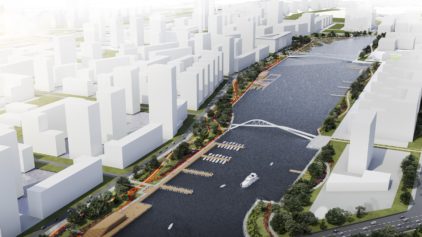 На набережной Марка Шагала в Москве строят причал