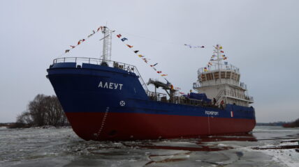 Окская судоверфь спустила на воду сборщик льяльных вод «Алеут» проекта RST38